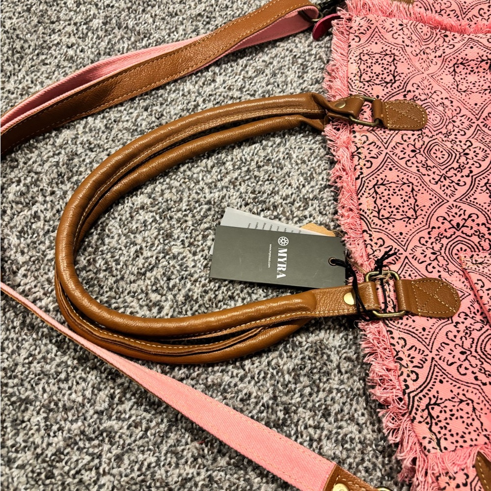 Myra Canvas Tote Bag Leather Myra Bags Tote Bags Upcycled Bag shoulder purse NEW - Picture 6 of 9